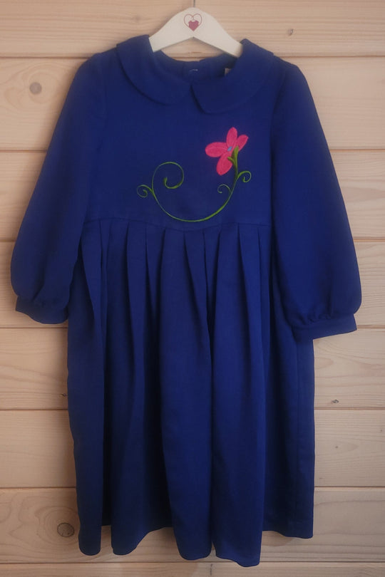 Blue & Pink Embroidered Vintage Dress, 4 years