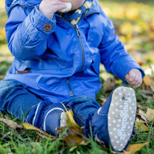 Navy - Water Resistant Stay On Baby Booties With Non-Slip Soles | Snugabugz
