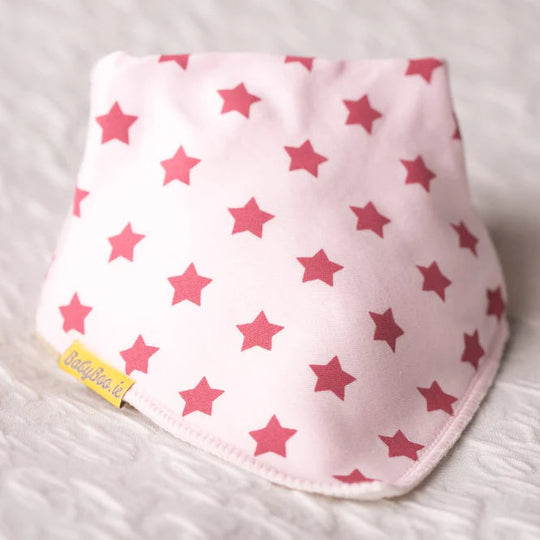 Berry stars on pink organic cotton DribbleBoo bandana bib