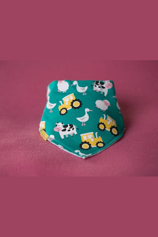 Jade green farmyard organic cotton DribbleBoo bandana bib