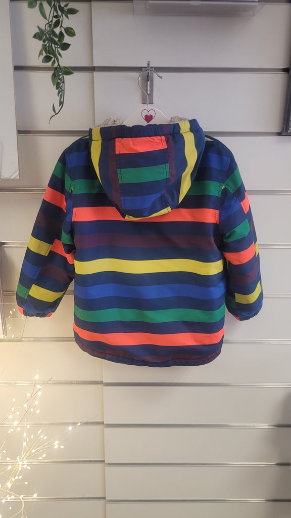 Colourful striped hoodie on a white background