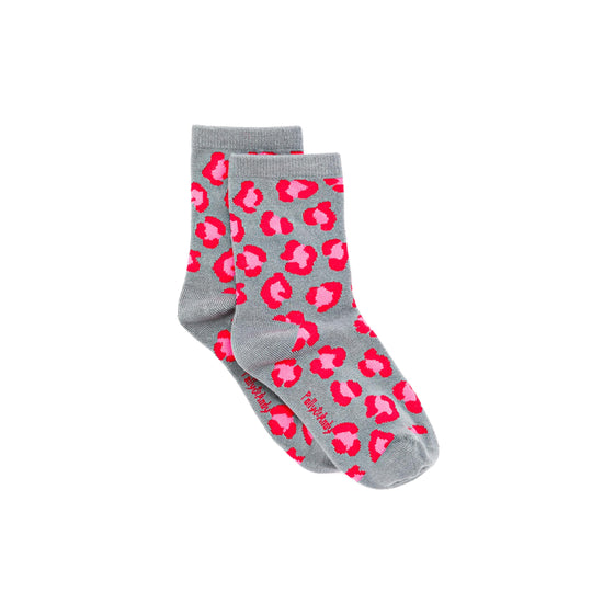 Pink & Red Leopard Bamboo Sock (seamless toe)
