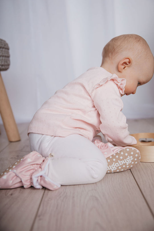 Pink - Baby Booties That Stay-On With Non-Slip Soles | Snugabugz