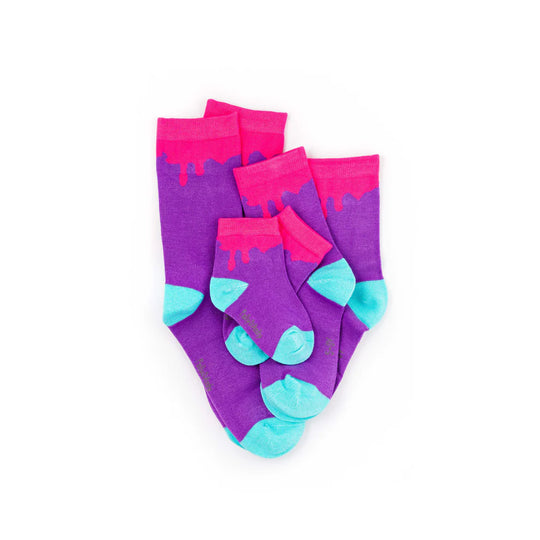 Pink Paint Drip Bamboo Sock (seamless toe)