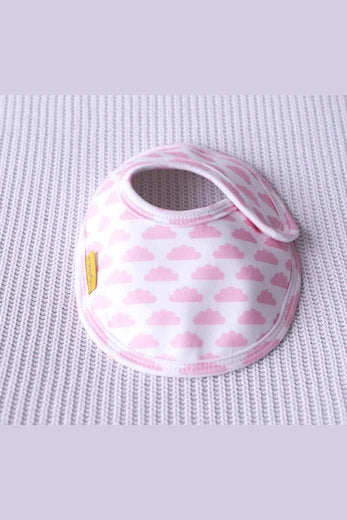 LittleBoo White with pink clouds organic cotton LittleBoo baby bib