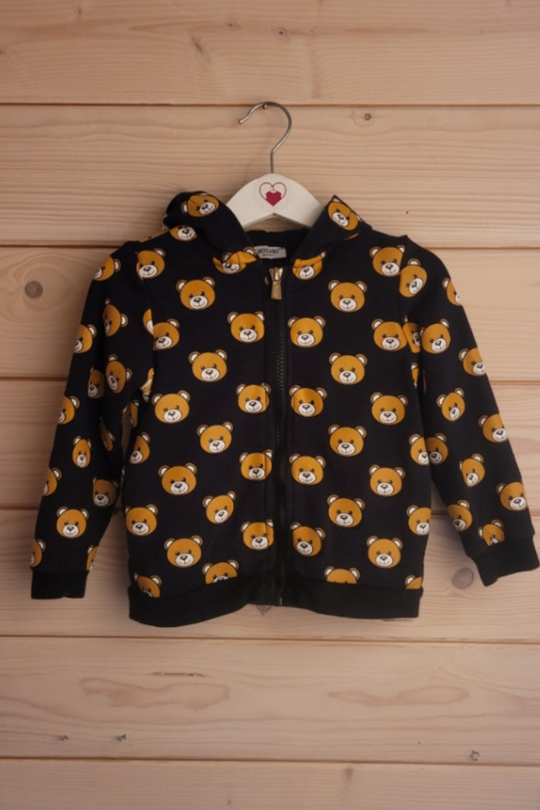 Moschino Cotton Blend Animal Print Long Sleeve Hooded Black Outfit Baby 18-24 months