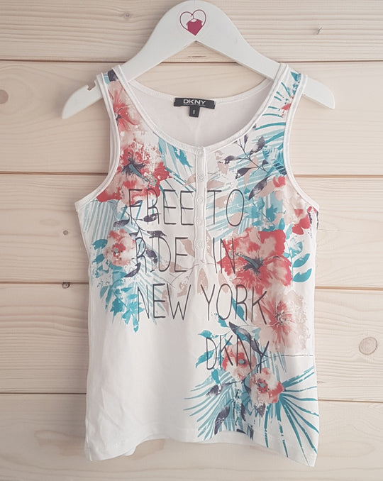 White Floral Sleeveless Top (8 Years)