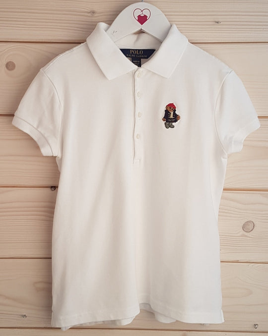 White "Teddy Bear" Polo Shirt (8-10 Years)