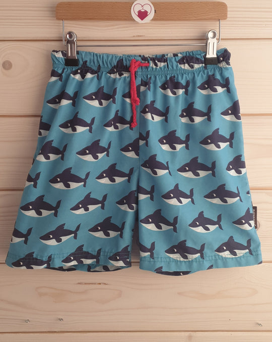 Blue with sharks Swim Trunks (9-10 years)